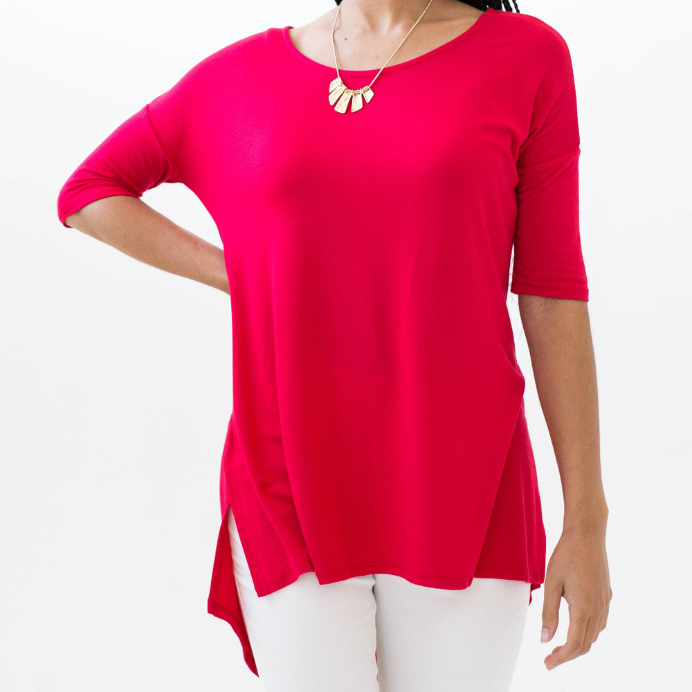 Hi-Lo Tee Dark Red